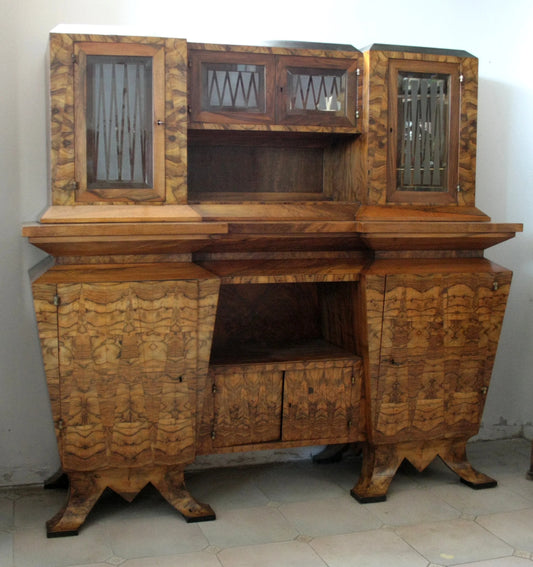 意大利罗马风格的装饰艺术风格双体木制餐边柜,1933 年为博泰部长制作。