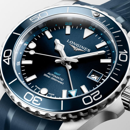 浪琴Hydroconquest GMT 41毫米蓝色自动上链精钢腕表 L3.790.4.96.9