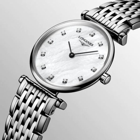 浪琴表 La Grande Classique 24毫米珍珠贝母镶钻精钢石英腕表 L4.209.4.87.6