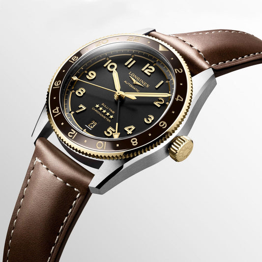 浪琴表 Spirit Zulu Time 39毫米黑色自动上链精钢及18K黄金腕表 L3.802.5.53.2