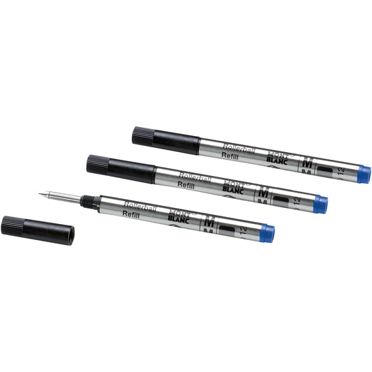 Montblanc 3支小号滚珠笔替芯 M尖 皇家蓝 128241