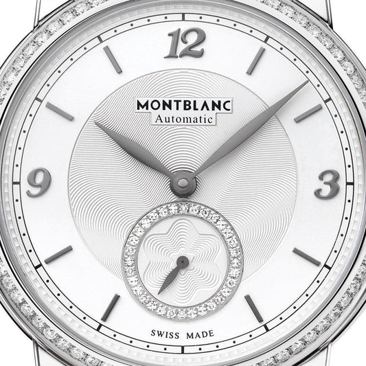 Montblanc Star Legacy 小秒针36mm银色钻石自动钢制手表 118507