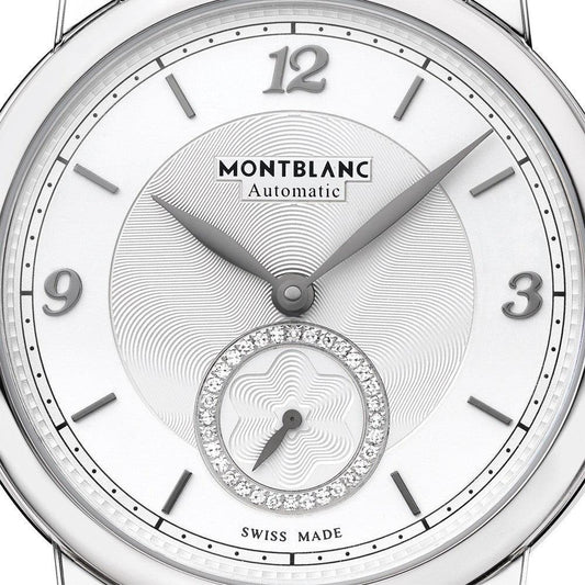 Montblanc Star Legacy 小秒针36mm银色钻石自动钢制手表 118511