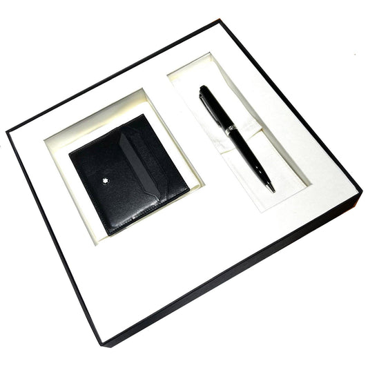 Montblanc 黑色 Meisterstuck 6卡位圆珠笔和信用卡夹套装 137793