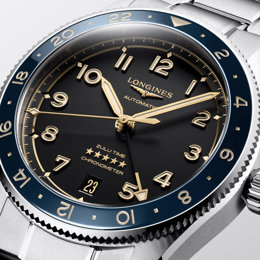 浪琴表 Spirit Zulu Time 39毫米炭灰色自动上链精钢腕表 L3.802.4.60.6