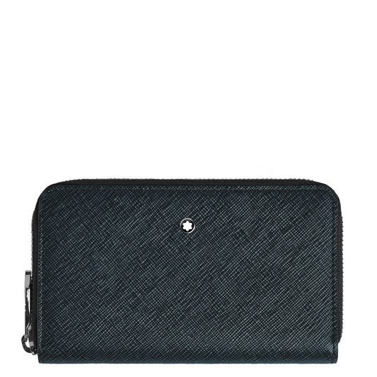 万宝龙 Sartorial tweed 蓝色 中号 拉链钱包 12格 220362