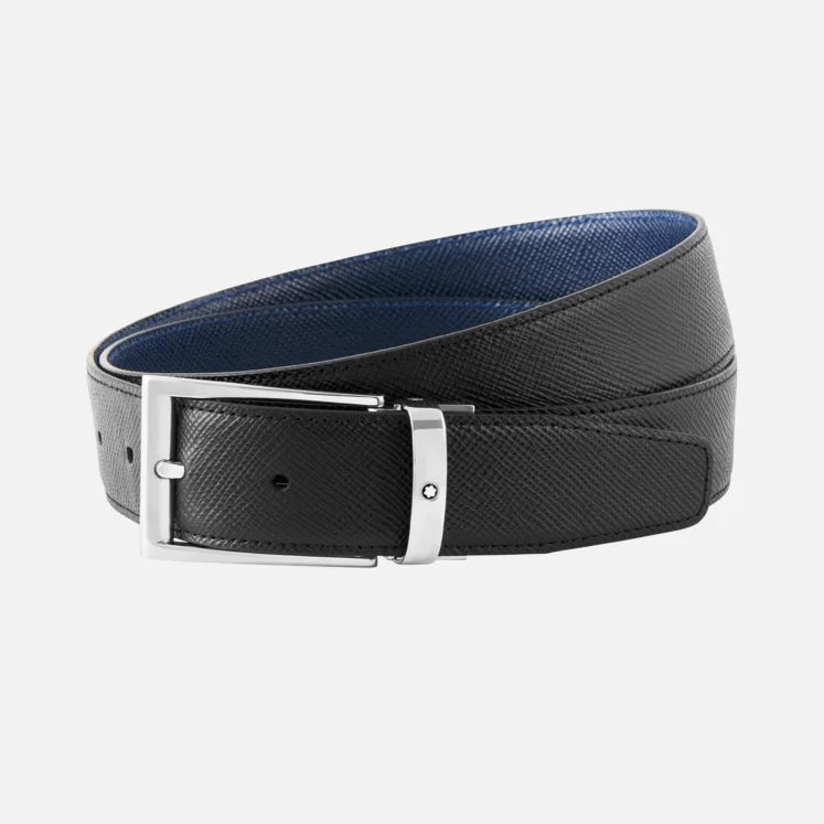 Montblanc 35mm 可调节长度双面皮带，梯形扣，黑蓝色 Sartorial 118438