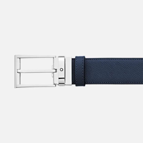 Montblanc 35mm 可调节长度双面皮带，梯形扣，黑蓝色 Sartorial 118438