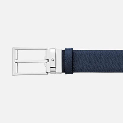Montblanc 35mm 可调节长度双面皮带，梯形扣，黑蓝色 Sartorial 118438
