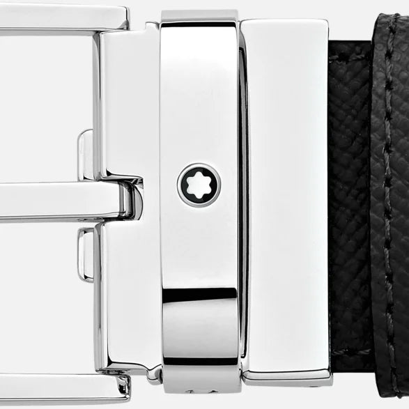 Montblanc 35mm 可调节长度双面皮带，梯形扣，黑蓝色 Sartorial 118438
