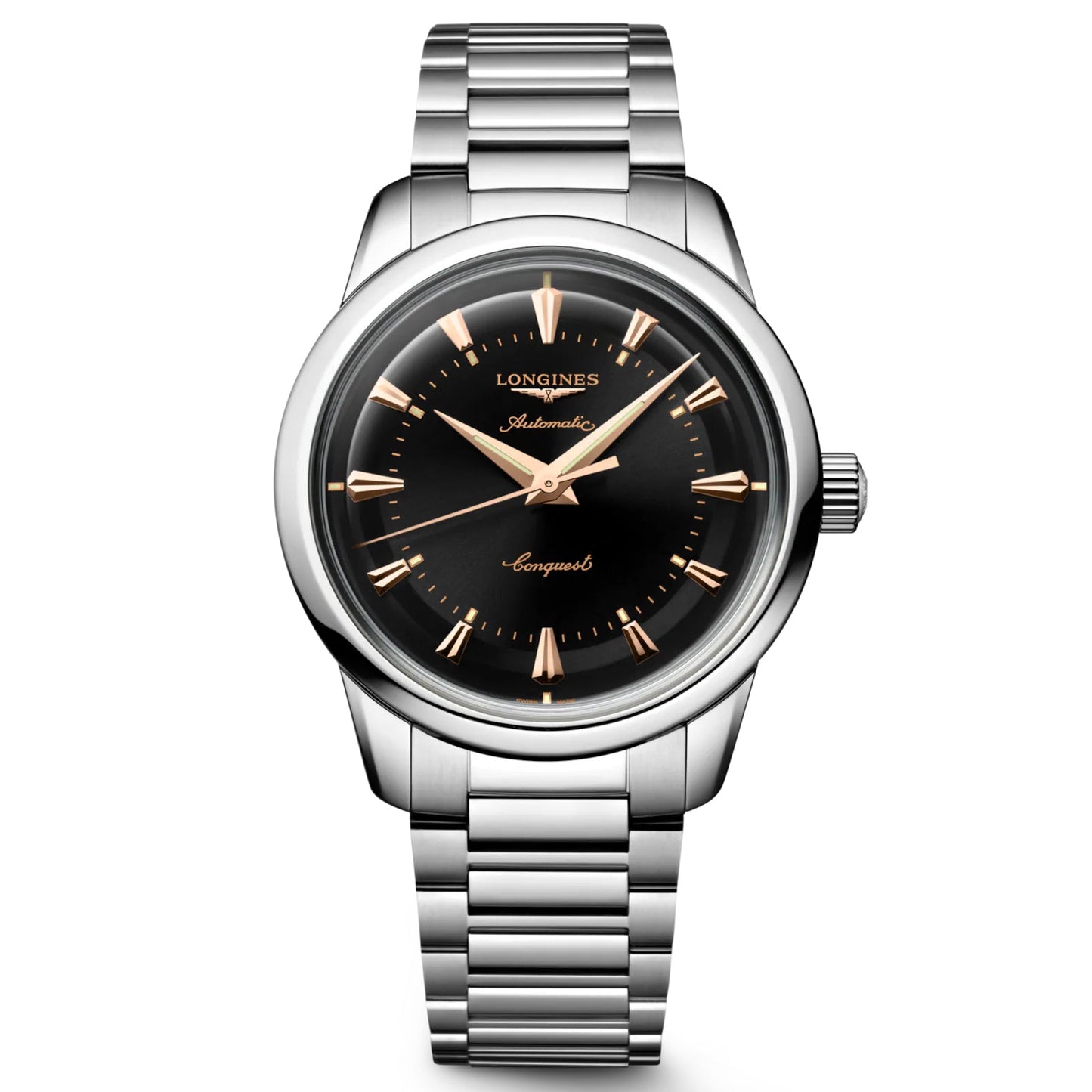 Longines Conquest Heritage 38mm 黑色自动钢表 L1.649.4.52.6