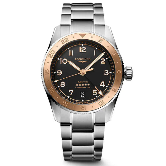 浪琴表 Spirit Zulu Time 1925 39毫米黑色自动上链镀金精钢腕表 L3.803.5.53.6