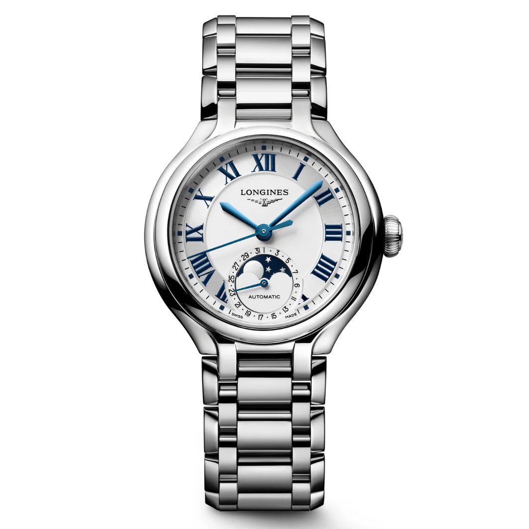 Longines Primaluna Moonphase 34毫米银色自动钢表 L8.126.4.71.6