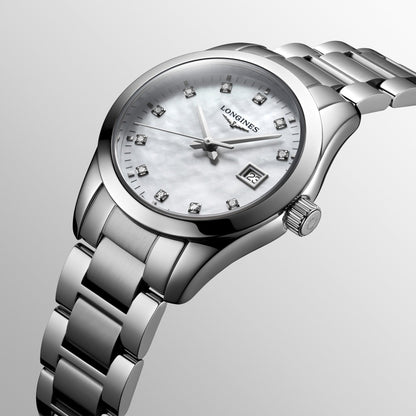 Longines orologio Conquest Classic 29mm madreperla diamanti quarzo acciaio L2.286.4.87.6