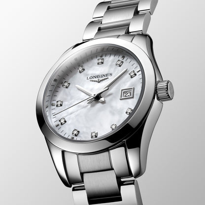 Longines orologio Conquest Classic 29mm madreperla diamanti quarzo acciaio L2.286.4.87.6