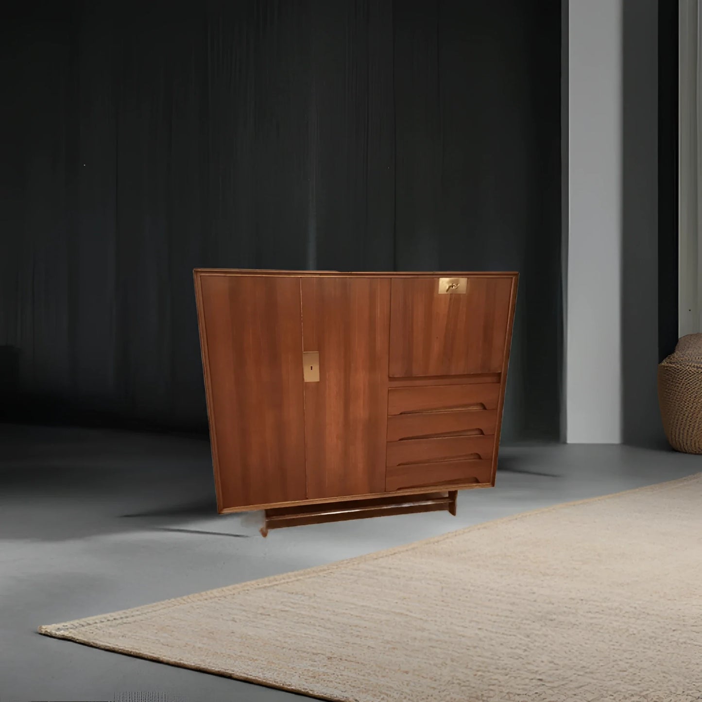 Mobile credenza edmondo palutari in legno con cassetti design 1950 vintage restaurata colore naturale