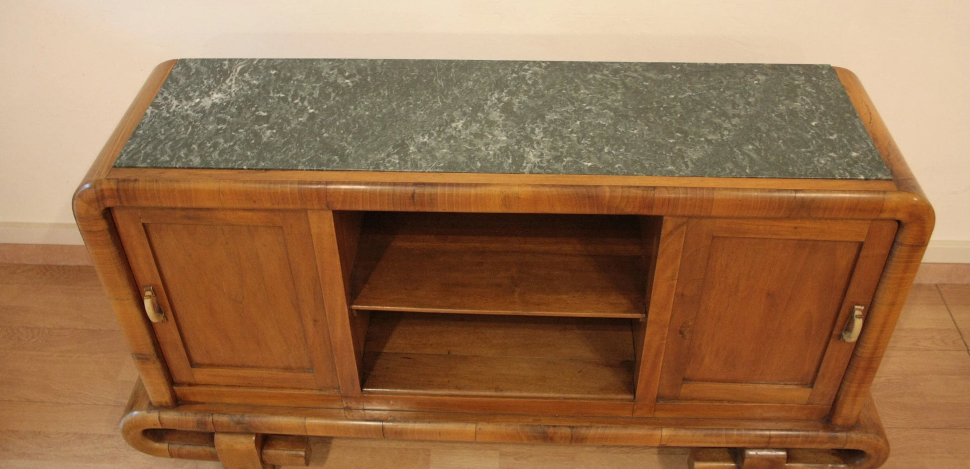 Toeletta in noce art decò con piano in marmo stile mid century modern anni 50 antiquariato modernariato vintage