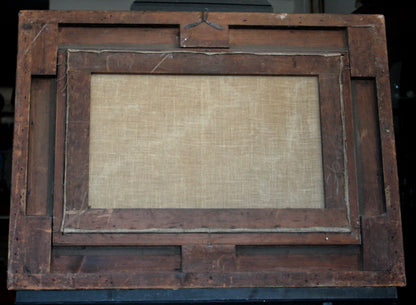 Cornice in legno scuro con inserto in tessuto intrecciato dellopera joseph paul pettitt e george young the mussel gatherers south coast gatherers