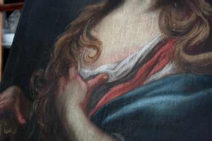 Dipinto maddalena penitente olio su tela raffigurante petto e mano femminile per casa e design fine 600