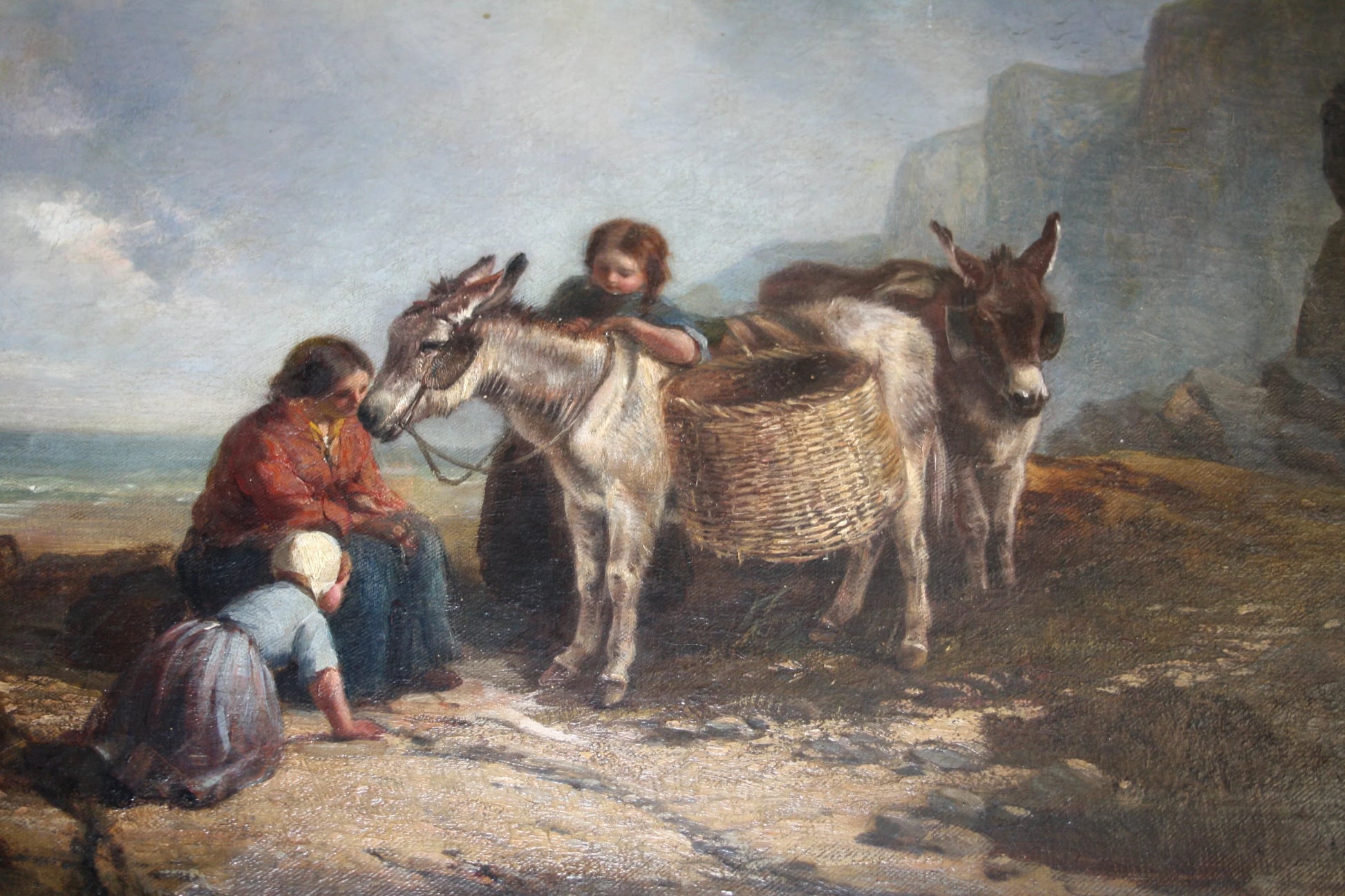 Cesto intrecciato con manici in fibra naturale marrone attribuito a joseph paul pettitt e george young the mussel gatherers south coast gatherers xix secolo