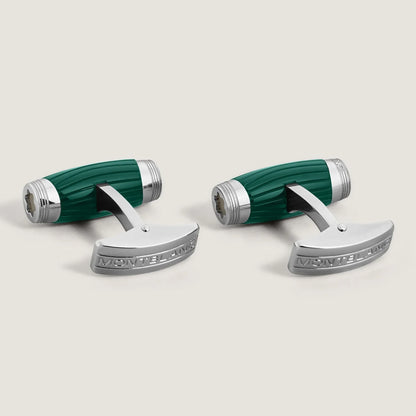 Montblanc gemelli starwalker polargreen verde con dettagli in metallo argento e marchio inciso collezione starwalker polargreen