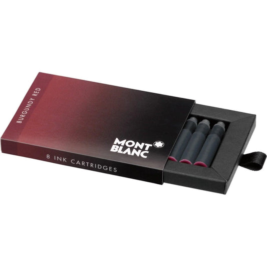 Cartucce burgundy red montblanc inchiostro in confezione nera elegante da 8 pezzi colore bordeaux