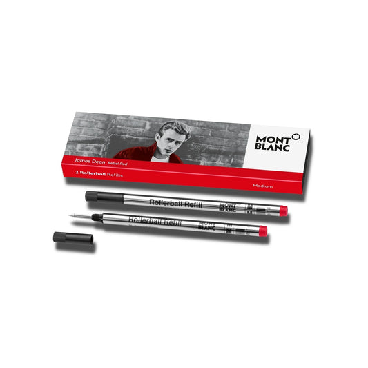 Montblanc james dean rebel red refill per rollerball medium in barrel silver con tappo rosso vibrante rosso ribelle