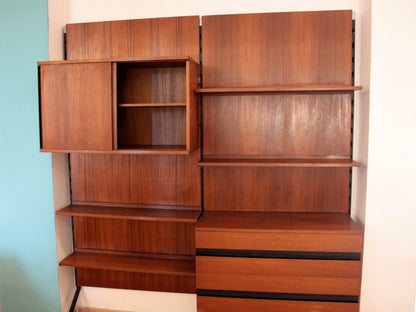 Libreria due moduli in legno naturale parete modulare urio disegnata da ico e luisa parisi per mim 1957