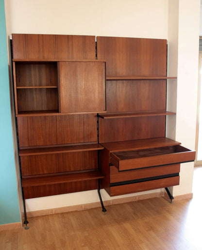Libreria due moduli parete modulare urio in legno disegnata da ico e luisa parisi per mim 1957 stile 60s