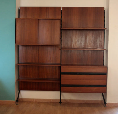Modulo di libreria 60’s in teak parete modulare urio disegnata da Ico e Luisa Parisi per MiM 1957