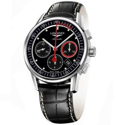 Longines 计时码表 Column-Wheel Record 41毫米 黑色 钢 自动 L4.754.4.52.4