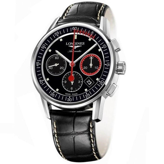 Longines 计时码表 Column-Wheel Record 41毫米 黑色 钢 自动 L4.754.4.52.4