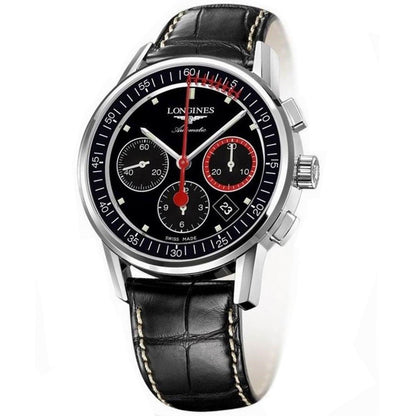 Longines 计时码表 Column-Wheel Record 41毫米 黑色 钢 自动 L4.754.4.52.4