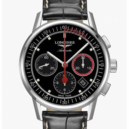 Longines 计时码表 Column-Wheel Record 41毫米 黑色 钢 自动 L4.754.4.52.4