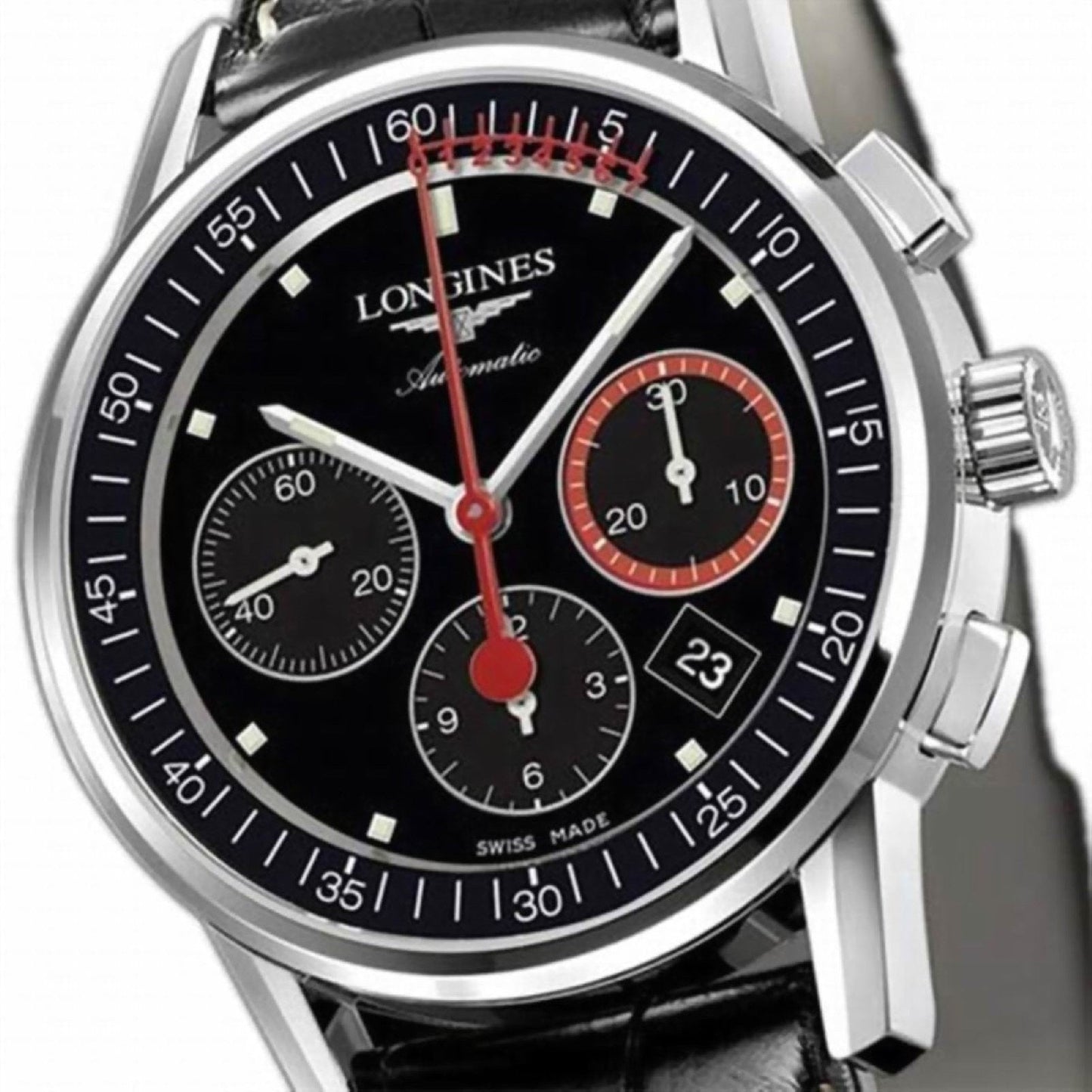 Longines 计时码表 Column-Wheel Record 41毫米 黑色 钢 自动 L4.754.4.52.4
