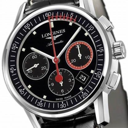Longines 计时码表 Column-Wheel Record 41毫米 黑色 钢 自动 L4.754.4.52.4