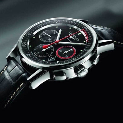 Longines 计时码表 Column-Wheel Record 41毫米 黑色 钢 自动 L4.754.4.52.4
