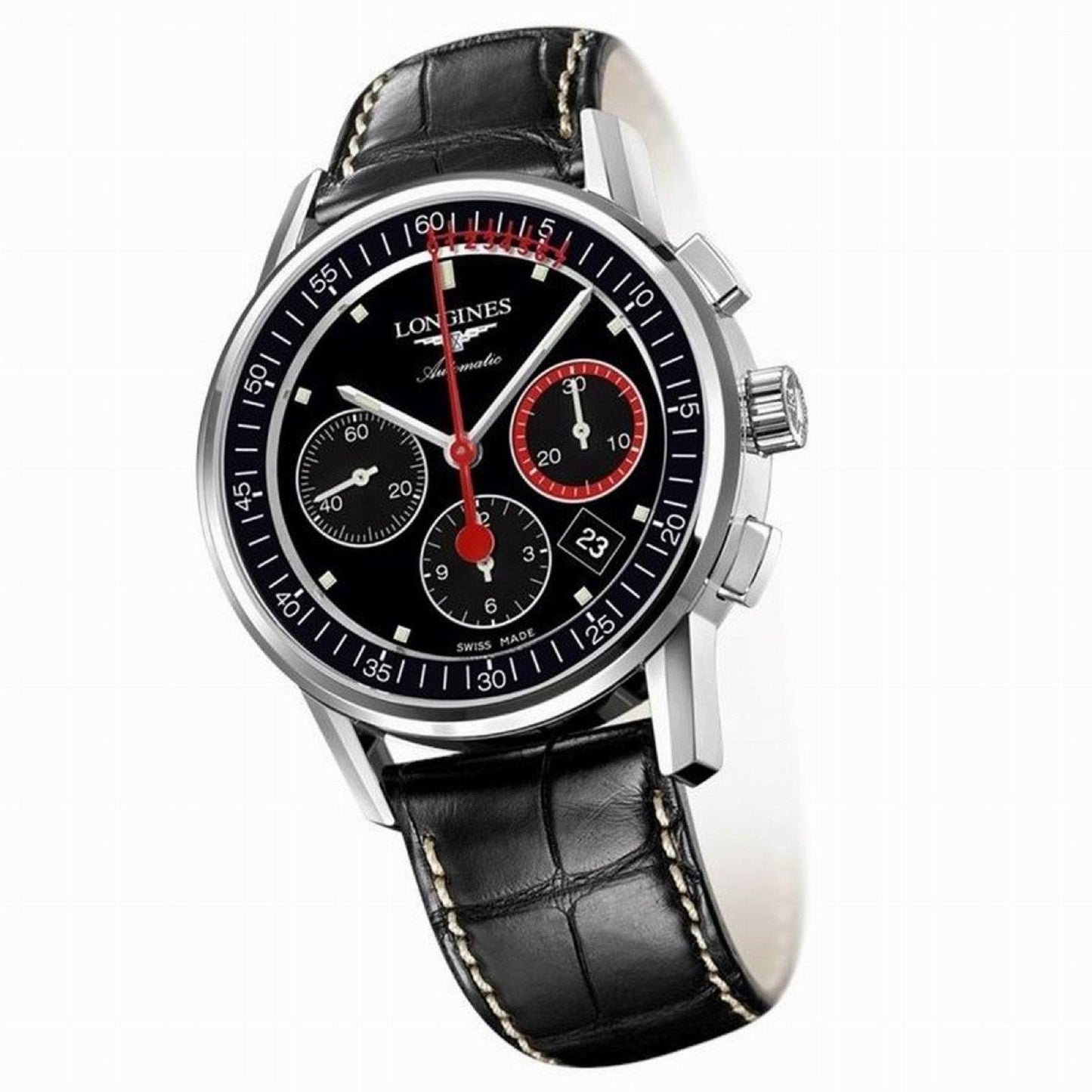 Longines 计时码表 Column-Wheel Record 41毫米 黑色 钢 自动 L4.754.4.52.4