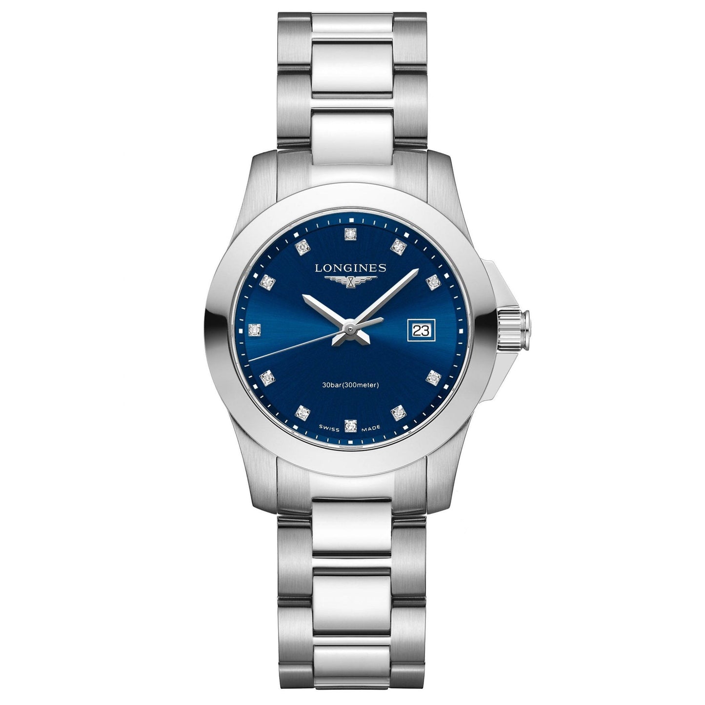 Longines Conquest 29.5毫米蓝色钻石钢制石英表 L3.376.4.97.6
