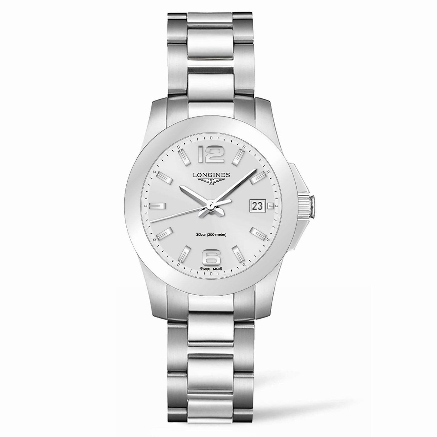 Longines Conquest 34毫米银色钢石英表 L3.377.4.76.6