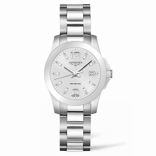 Longines Conquest 34毫米银色钢石英表 L3.377.4.76.6