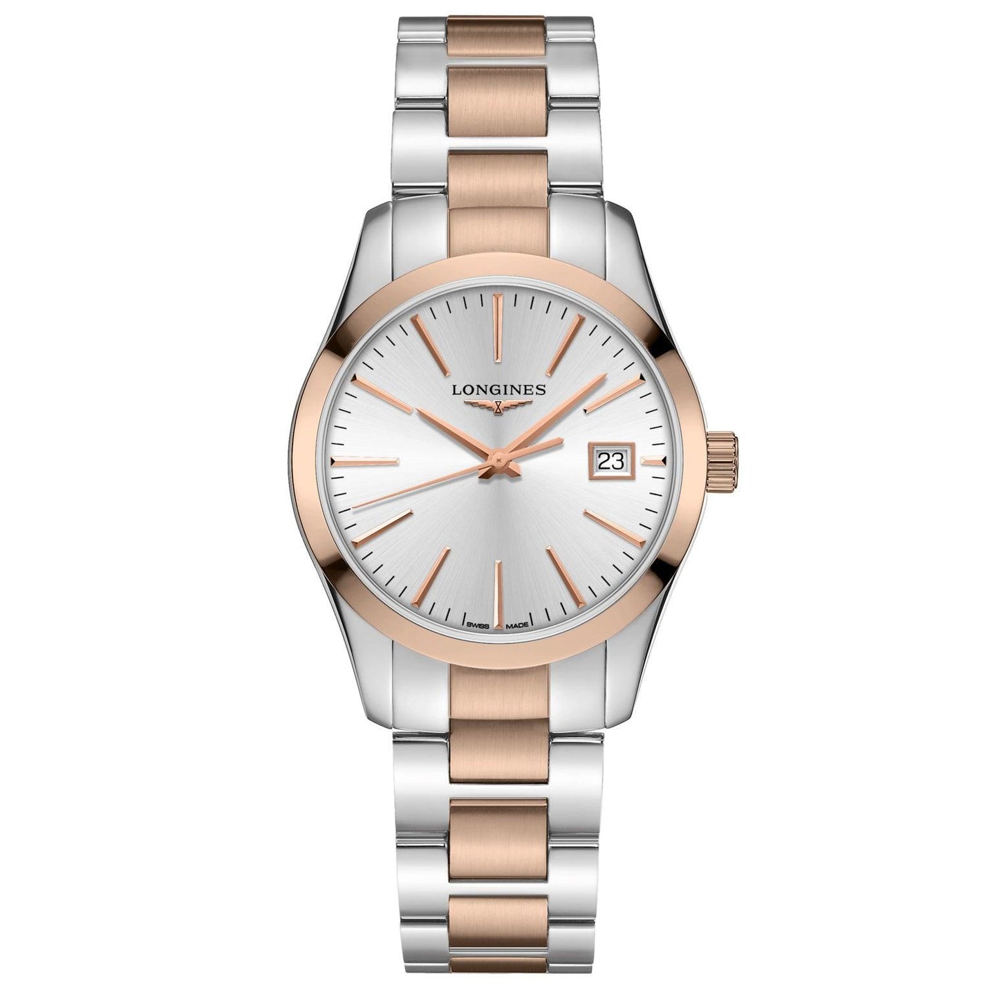 Longines 征服者经典款 34毫米 银色 石英 钢 PVD 玫瑰金 L2.386.3.72.7