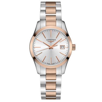 Longines 征服者经典款 34毫米 银色 石英 钢 PVD 玫瑰金 L2.386.3.72.7