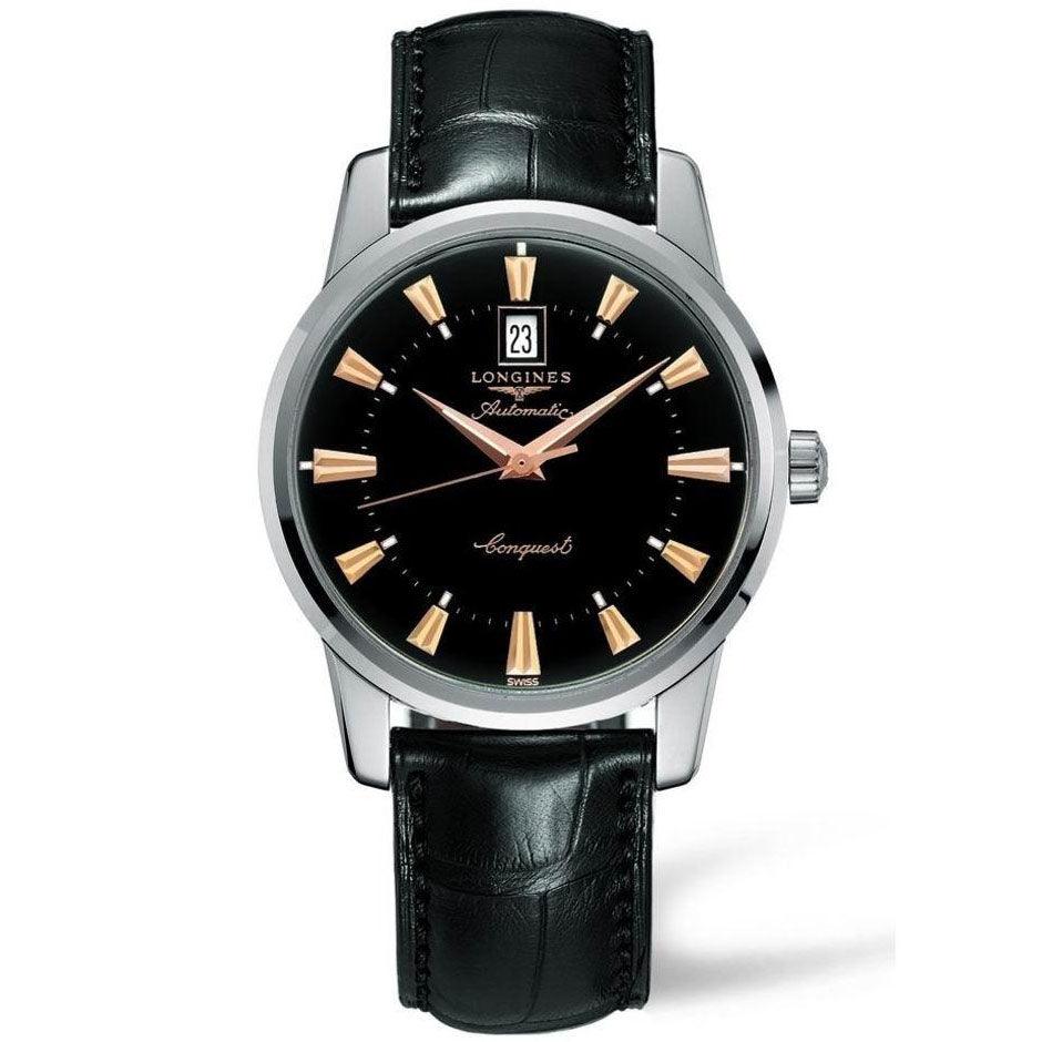 Longines Conquest Heritage 40毫米黑色自动钢制表 L1.645.4.52.4