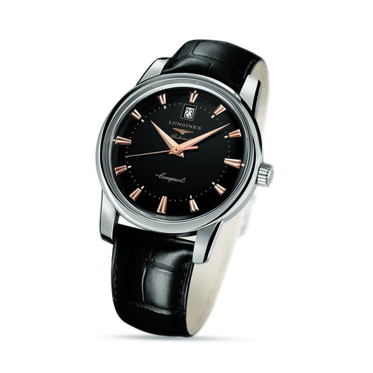 Longines Conquest Heritage 40毫米黑色自动钢制表 L1.645.4.52.4