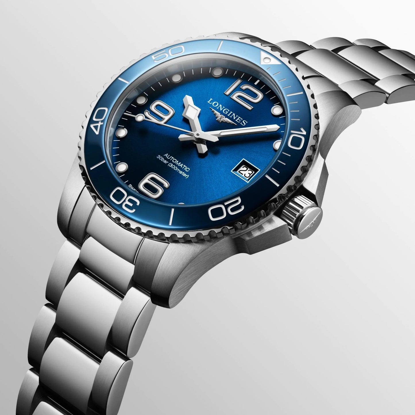 Longines HydroConquest 39mm 蓝色 自动机械 钢表 L3.780.4.96.6