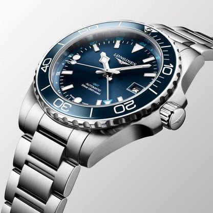 Longines Hydroconquest GMT 41毫米蓝色自动钢表 L3.790.4.96.6
