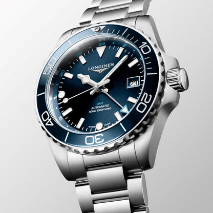 Longines Hydroconquest GMT 41毫米蓝色自动钢表 L3.790.4.96.6