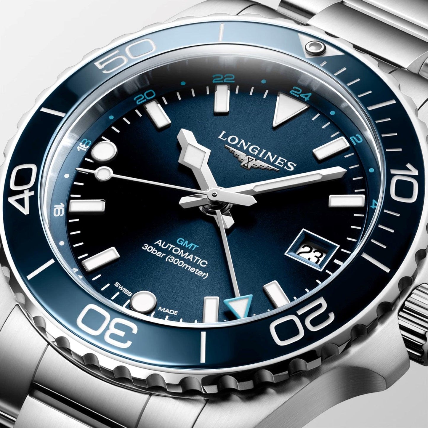 Longines Hydroconquest GMT 41毫米蓝色自动钢表 L3.790.4.96.6