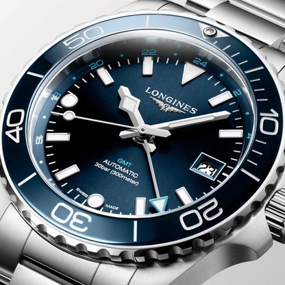 Longines Hydroconquest GMT 41毫米蓝色自动钢表 L3.790.4.96.6